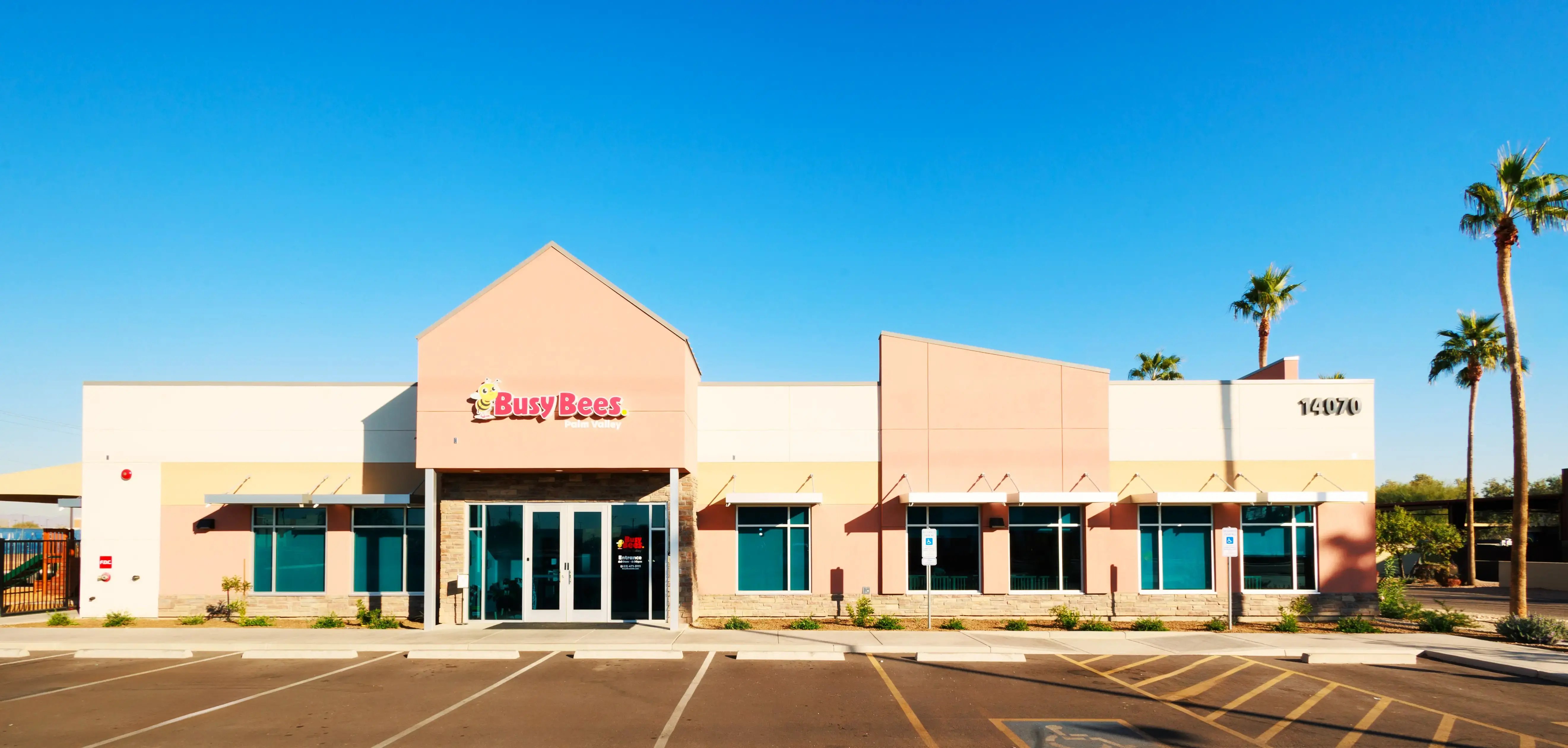 Busy Bees Child Care Center in Goodyear, AZ, opening Fall 2024, offering early childhood education for ages 6 weeks to 12 years.