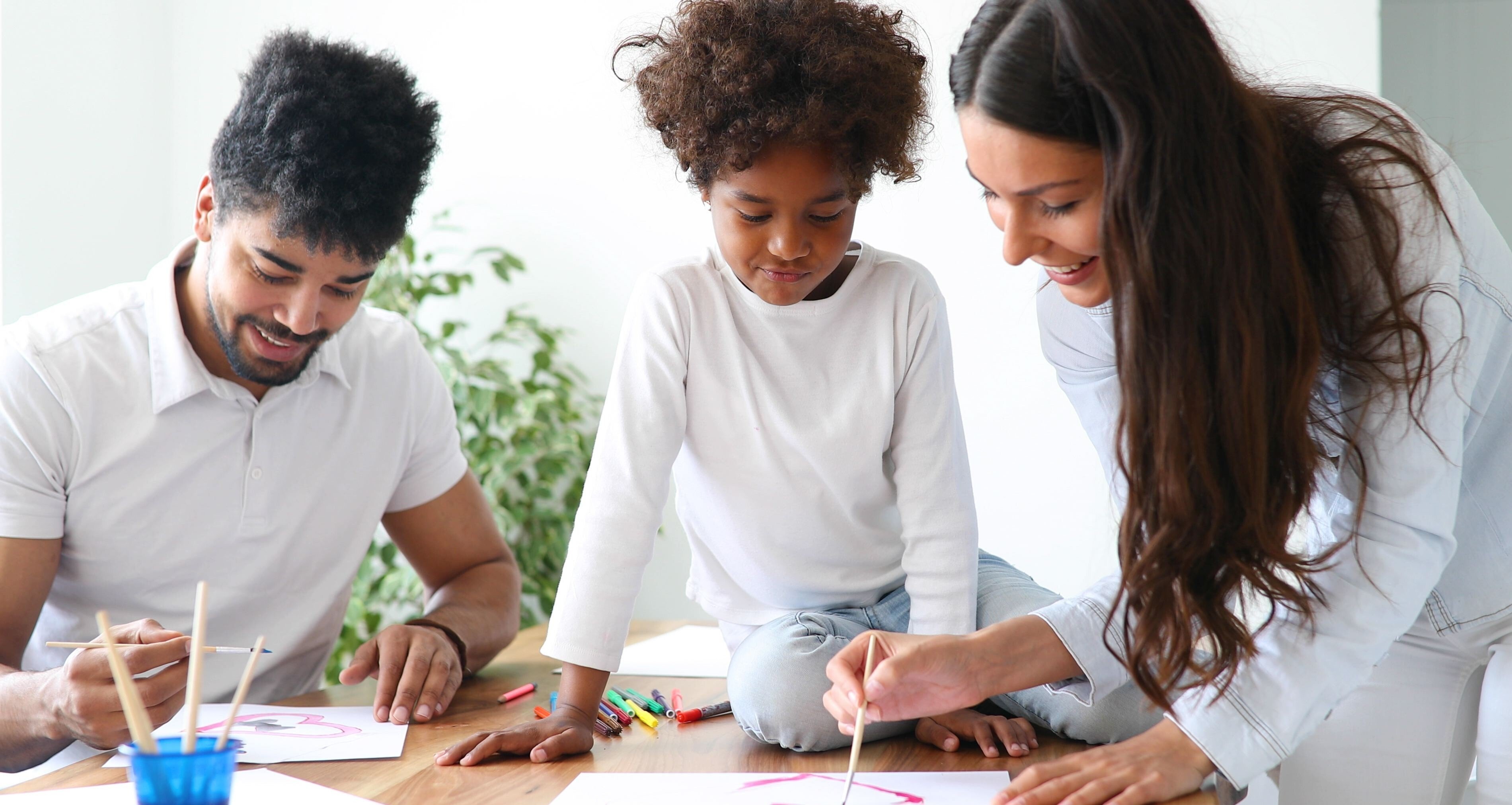 family crafting together